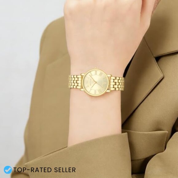 Vintage Round Case Roman Dial Watch Stainless Steel Band Water Resistant Classic main image 5